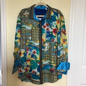 Robert Graham Multicolor Floral and Geometric Button Down Shirt